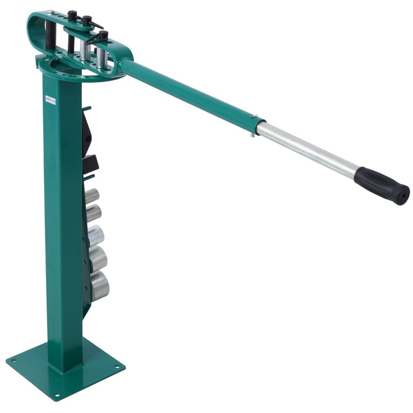 English Elm Pedestal Floor Mount Metal Bender with 7 Round Dies and Powder Coated Steel Frame Green W465P145719