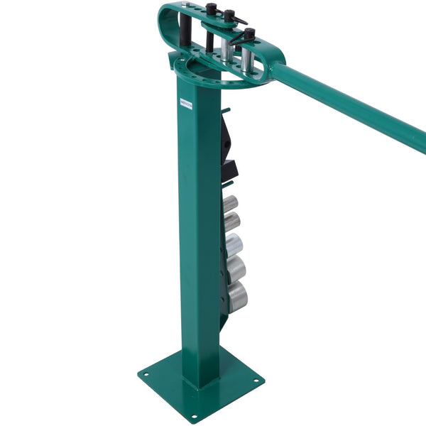 English Elm Pedestal Floor Mount Metal Bender with 7 Round Dies and Powder Coated Steel Frame Green W465P145719