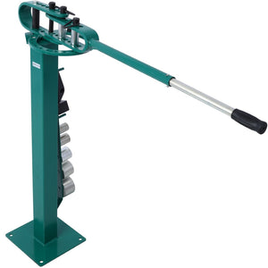 English Elm Pedestal Floor Mount Metal Bender with 7 Round Dies and Powder Coated Steel Frame Green W465P145719