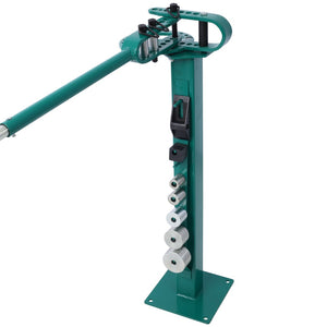 English Elm Pedestal Floor Mount Metal Bender with 7 Round Dies and Powder Coated Steel Frame Green W465P145719