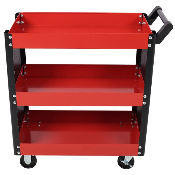 English Elm 3 Tier Heavy Duty Rolling Workshop Cart with Pegboard Side Panel and Locking Casters W465P146340