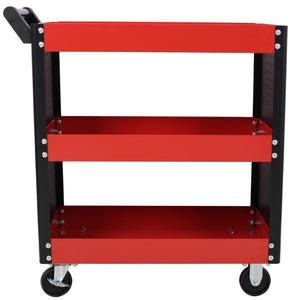 English Elm 3 Tier Heavy Duty Rolling Workshop Cart with Pegboard Side Panel and Locking Casters W465P146340