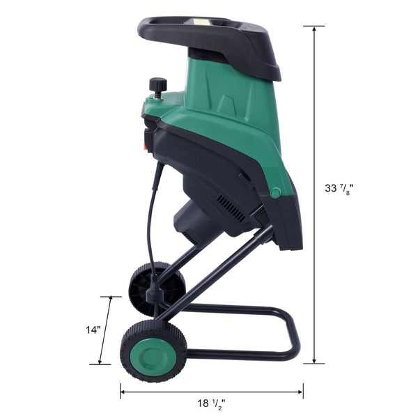 English Elm 15amp Electric Garden Shredder 2600w Motor Portable Mulcher with 60l Bag and Wheels W465P146809