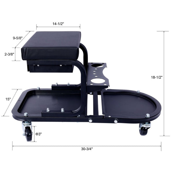 English Elm Ultimate Rolling Garage Utility Cart with Cushioned Seat Drawer and Swivel Casters W465P147042