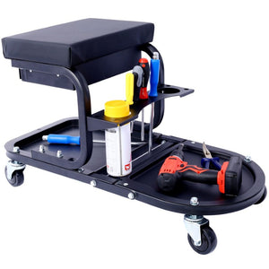English Elm Ultimate Rolling Garage Utility Cart with Cushioned Seat Drawer and Swivel Casters W465P147042