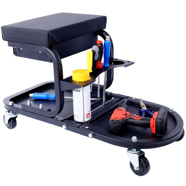 English Elm Ultimate Rolling Garage Utility Cart with Cushioned Seat Drawer and Swivel Casters W465P147042