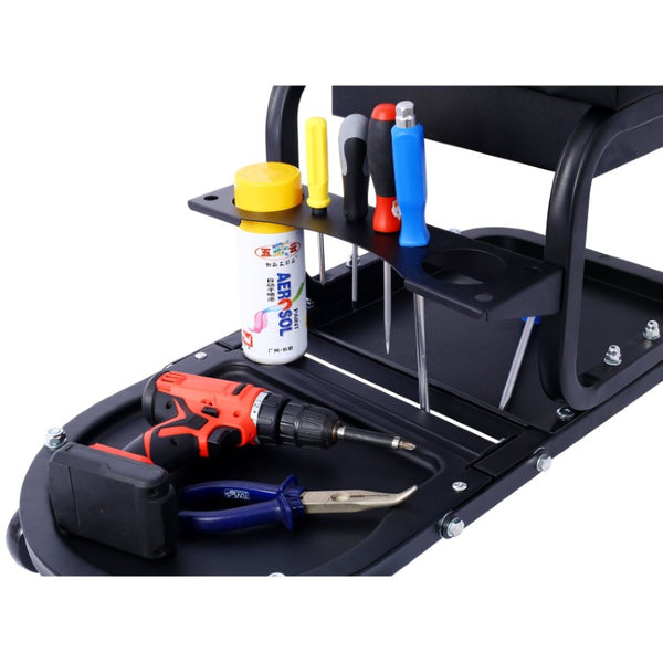 English Elm Ultimate Rolling Garage Utility Cart with Cushioned Seat Drawer and Swivel Casters W465P147042