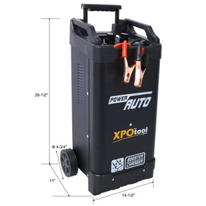 English Elm 12v and 24v Wheeled Jump Starter Charger with Dial Display Telescopic Handle Shop Use W465P147925