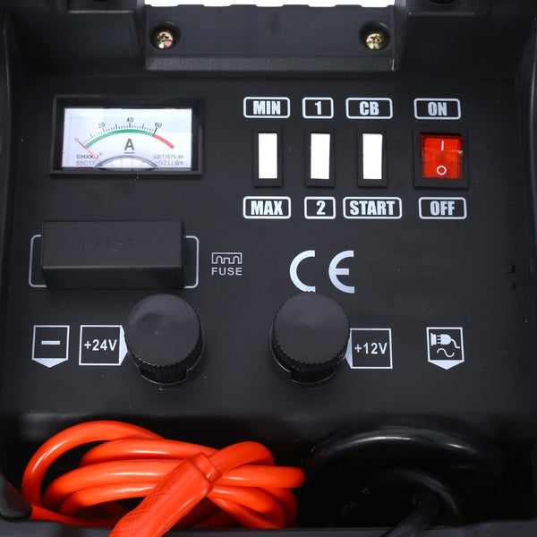 English Elm 12v and 24v Wheeled Jump Starter Charger with Dial Display Telescopic Handle Shop Use W465P147925