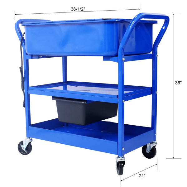 English Elm Mobile Steel Parts Washer 20 Gallon Powder Coated Shop Cleaner with 325 Gph Pump W465P149908