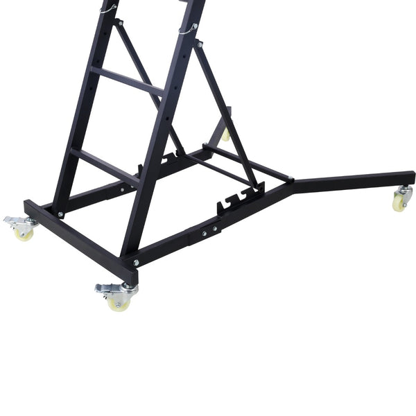 English Elm Top Adjustable Engine Creeper with Steel Frame Padded Deck and Lockable Casters for Garage W465P152333