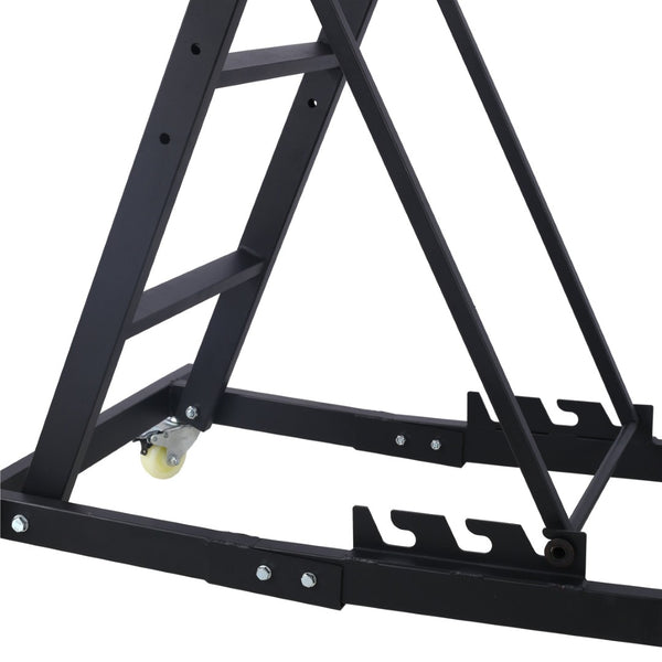 English Elm Top Adjustable Engine Creeper with Steel Frame Padded Deck and Lockable Casters for Garage W465P152333