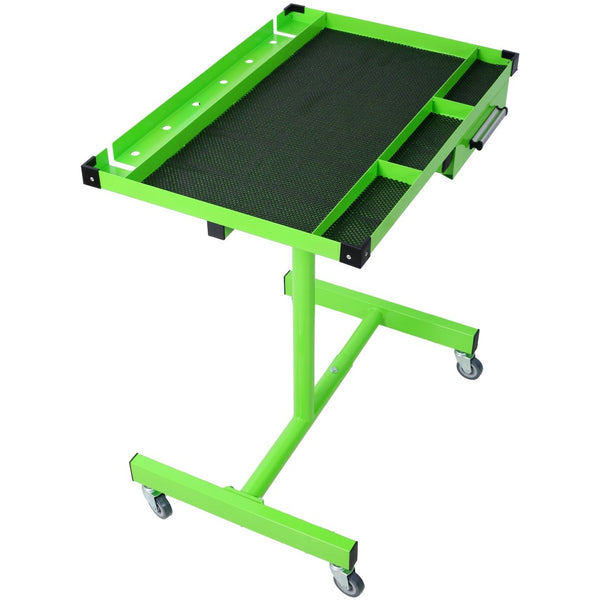 English Elm Adjustable Steel Rolling Worktable with Drawer and Swivel Casters for Garage Shops Green W465P152674