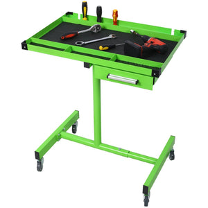 English Elm Adjustable Steel Rolling Worktable with Drawer and Swivel Casters for Garage Shops Green W465P152674