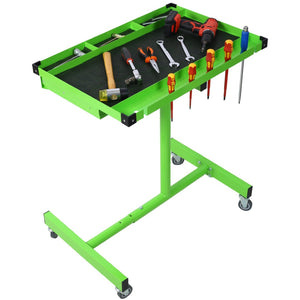 English Elm Adjustable Steel Rolling Worktable with Drawer and Swivel Casters for Garage Shops Green W465P152674