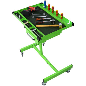 English Elm Adjustable Steel Rolling Worktable with Drawer and Swivel Casters for Garage Shops Green W465P152674