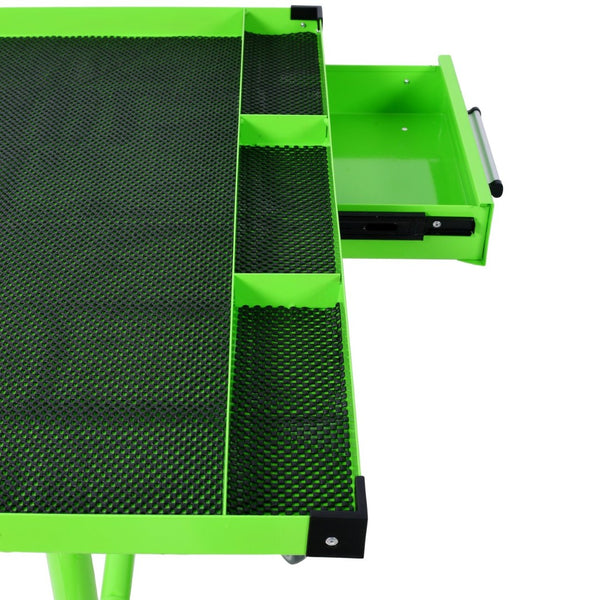 English Elm Adjustable Steel Rolling Worktable with Drawer and Swivel Casters for Garage Shops Green W465P152674