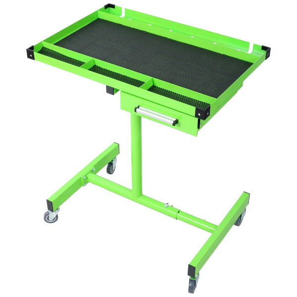 English Elm Adjustable Steel Rolling Worktable with Drawer and Swivel Casters for Garage Shops Green W465P152674