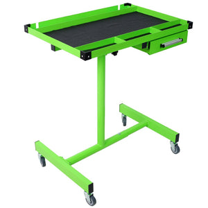 English Elm Adjustable Steel Rolling Worktable with Drawer and Swivel Casters for Garage Shops Green W465P152674