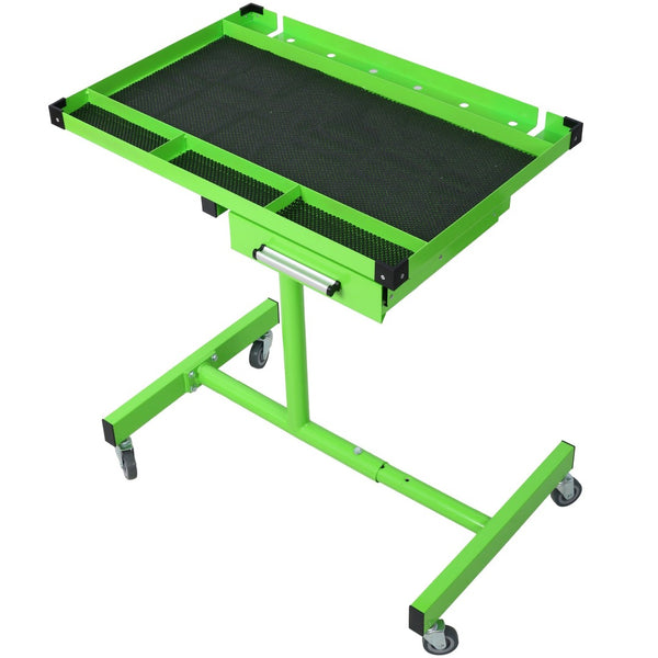 English Elm Adjustable Steel Rolling Worktable with Drawer and Swivel Casters for Garage Shops Green W465P152674