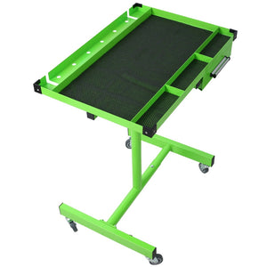 English Elm Adjustable Steel Rolling Worktable with Drawer and Swivel Casters for Garage Shops Green W465P152674