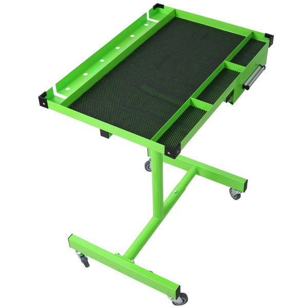 English Elm Adjustable Steel Rolling Worktable with Drawer and Swivel Casters for Garage Shops Green W465P152674