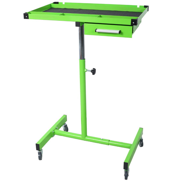 English Elm Adjustable Steel Rolling Worktable with Drawer and Swivel Casters for Garage Shops Green W465P152674