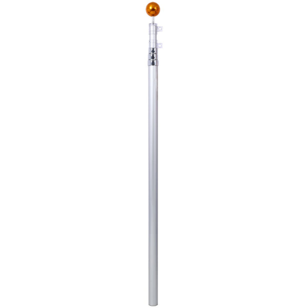 English Elm 16ft Telescoping Aluminum Flagpole Kit with Rotating Clips Topper Ball and American Flag W465P153949
