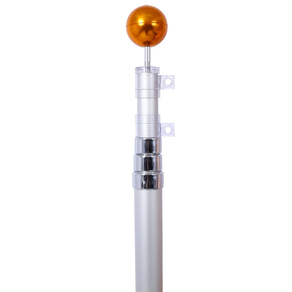 English Elm 16ft Telescoping Aluminum Flagpole Kit with Rotating Clips Topper Ball and American Flag W465P153949