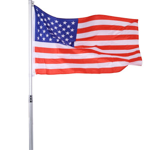 English Elm 16ft Telescoping Aluminum Flagpole Kit with Rotating Clips Topper Ball and American Flag W465P153949