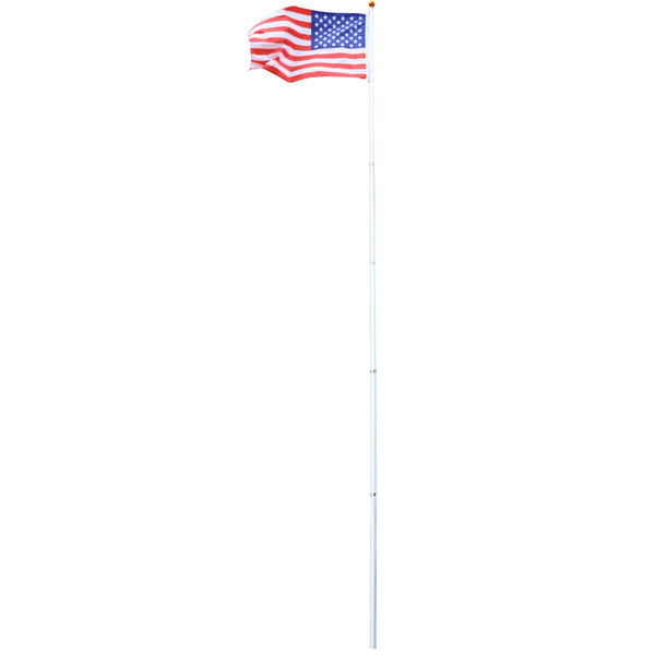 English Elm 25ft Telescoping Aluminum Flagpole Kit Heavy Duty Inground Pole with Rotating Clips W465P153952