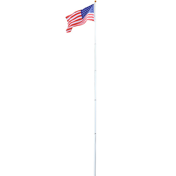 English Elm 25ft Telescoping Aluminum Flagpole Kit Heavy Duty Inground Pole with Rotating Clips W465P153952