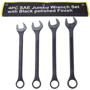 English Elm Sae Jumbo 4 Piece Carbon Steel Combination Wrench Set with Black Oxide Corrosion Guard W465P154057