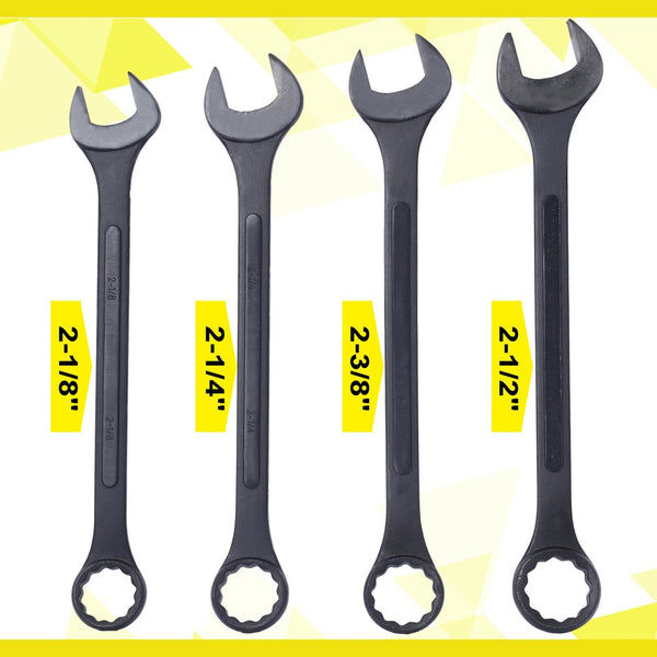 English Elm Sae Jumbo 4 Piece Carbon Steel Combination Wrench Set with Black Oxide Corrosion Guard W465P154057