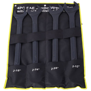 English Elm Sae Jumbo 4 Piece Carbon Steel Combination Wrench Set with Black Oxide Corrosion Guard W465P154057