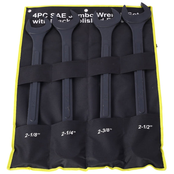 English Elm Sae Jumbo 4 Piece Carbon Steel Combination Wrench Set with Black Oxide Corrosion Guard W465P154057