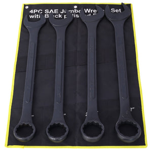 English Elm Sae Jumbo 4 Piece Carbon Steel Combination Wrench Set with Black Oxide Corrosion Guard W465P154057