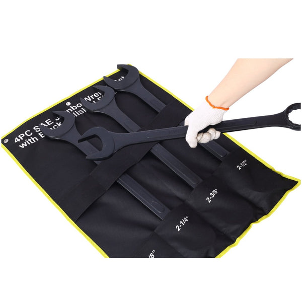 English Elm Sae Jumbo 4 Piece Carbon Steel Combination Wrench Set with Black Oxide Corrosion Guard W465P154057
