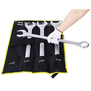 English Elm Sae Jumbo Combination Wrench Set 4 Piece Chrome Plated Carbon Steel with Storage Bag W465P154058