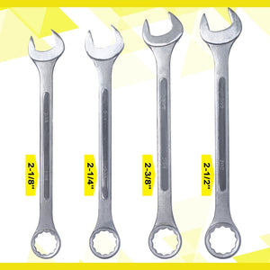 English Elm Sae Jumbo Combination Wrench Set 4 Piece Chrome Plated Carbon Steel with Storage Bag W465P154058
