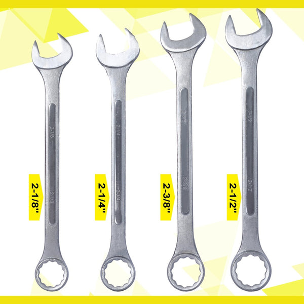 English Elm Sae Jumbo Combination Wrench Set 4 Piece Chrome Plated Carbon Steel with Storage Bag W465P154058