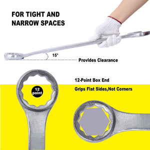 English Elm Sae Jumbo Combination Wrench Set 4 Piece Chrome Plated Carbon Steel with Storage Bag W465P154058