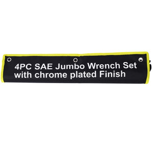 English Elm Sae Jumbo Combination Wrench Set 4 Piece Chrome Plated Carbon Steel with Storage Bag W465P154058