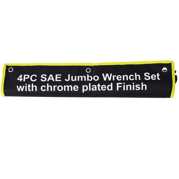 English Elm Sae Jumbo Combination Wrench Set 4 Piece Chrome Plated Carbon Steel with Storage Bag W465P154058