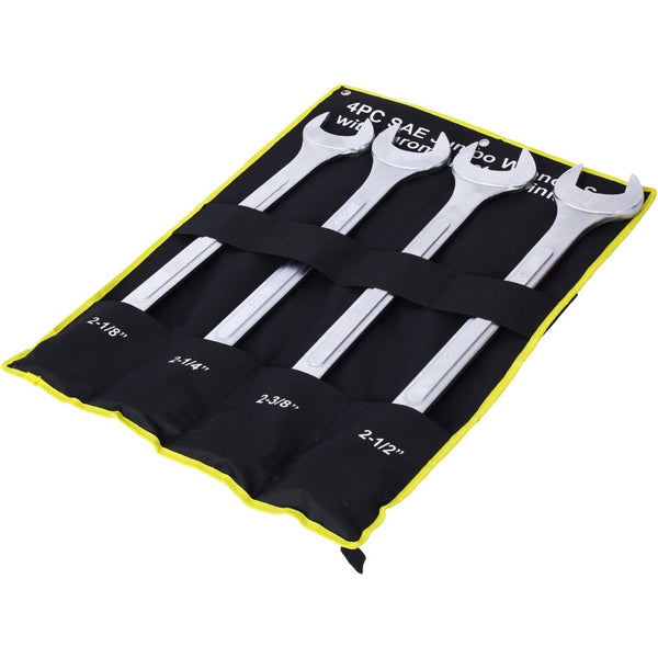 English Elm Sae Jumbo Combination Wrench Set 4 Piece Chrome Plated Carbon Steel with Storage Bag W465P154058
