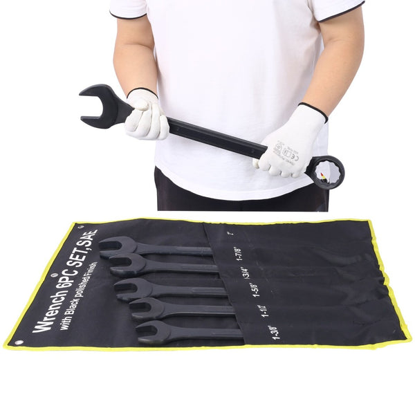 English Elm Jumbo Combination Wrench Set 6 Piece Carbon Steel Black Oxide Heavy Equipment Sae SAE W465P154061