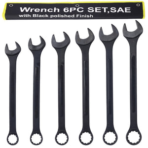 English Elm Jumbo Combination Wrench Set 6 Piece Carbon Steel Black Oxide Heavy Equipment Sae SAE W465P154061