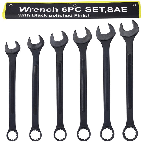 English Elm Jumbo Combination Wrench Set 6 Piece Carbon Steel Black Oxide Heavy Equipment Sae SAE W465P154061
