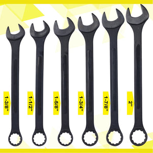 English Elm Jumbo Combination Wrench Set 6 Piece Carbon Steel Black Oxide Heavy Equipment Sae SAE W465P154061