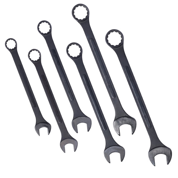 English Elm Jumbo Combination Wrench Set 6 Piece Carbon Steel Black Oxide Heavy Equipment Sae Metric W465P154062